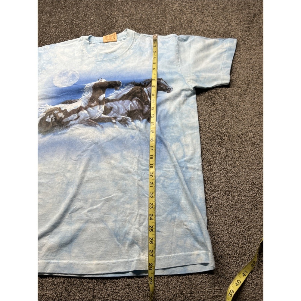 The Mountain Vintage Mens T Shirt Large Horses Short Sleeves Blue - Picture 7 of 7